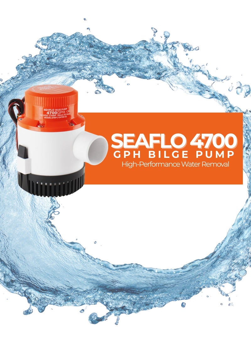 SEAFLO 4700 GPH 12V Marine Bilge Pump, Non-Automatic Boat Water Pump - Image 2