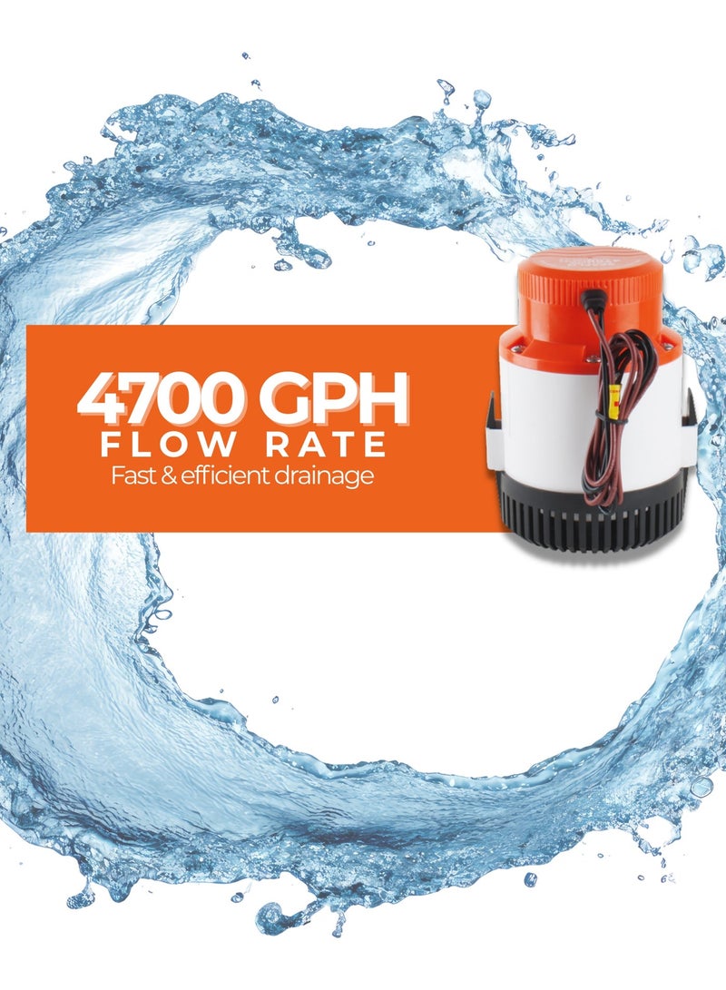 SEAFLO 4700 GPH 12V Marine Bilge Pump, Non-Automatic Boat Water Pump - Image 3