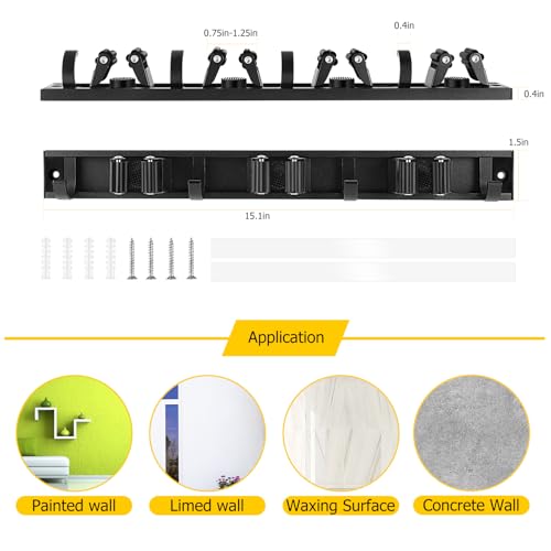 SLIIMU Movable 30'' Broom and Mop Holder Wall Mount with Sliding 7 Racks 8 Hooks, Storage Organizer Wall Hanger, Cleaning Tool Hanging Grippers for Kitchen Bathroom Garden Garage Laundry Home Closet - Image 2