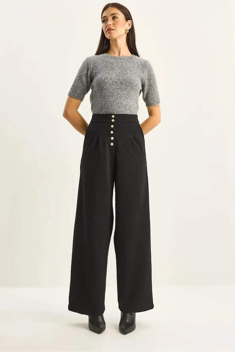 بيانكو لوتشي LUCCI High Waist Wide Leg Palazzo Pants