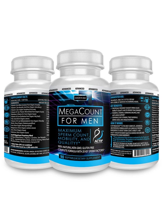 ACTIF MegaCount for Men - Maximum Fertility Support and Sperm Count Booster, Clinically Proven to Improve Sperm Count and Motility - Non-GMO, Made in USA, 90 Count - Image 2