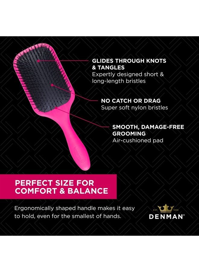 DENMAN Tangle Tamer Ultra (Pink) Detangling Paddle Brush For Curly Hair And Black Natural Hair - use with both Wet & Dry Hair, D90L - Image 4