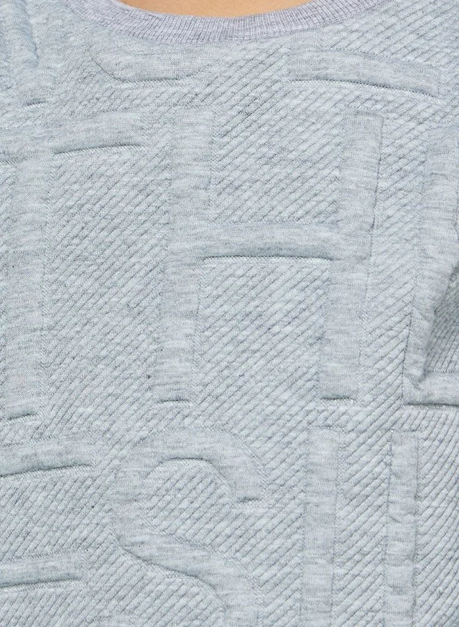 Styli Letter Embossed Pattern Knit Sweatshirt
