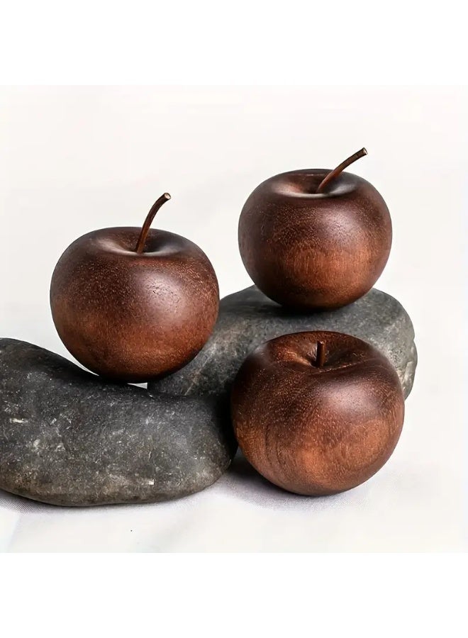 3 pcs Natural Sandalwood Apple-Shaped Diffuser Set - Solid Wood Essential Oil Diffuser, Battery-Free, Long-Lasting Fragrance, Suitable for Home and Car Use, Perfect for Holiday Decorations - Image 3