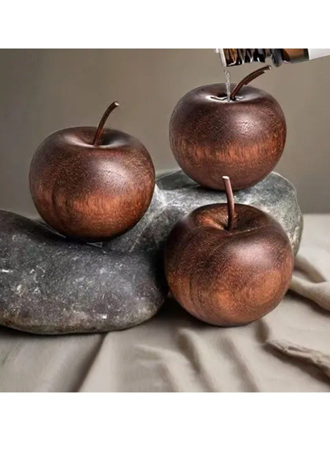 3 pcs Natural Sandalwood Apple-Shaped Diffuser Set - Solid Wood Essential Oil Diffuser, Battery-Free, Long-Lasting Fragrance, Suitable for Home and Car Use, Perfect for Holiday Decorations - Image 2