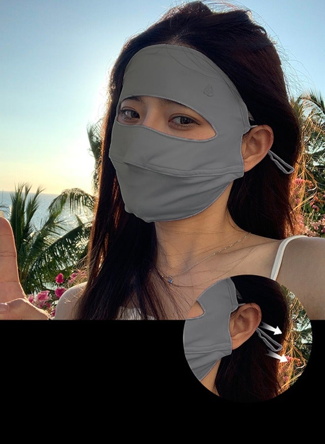 Generic Full face sunscreen mask, summer versatile UV protection breathable sunscreen mask, gray  - Image 2