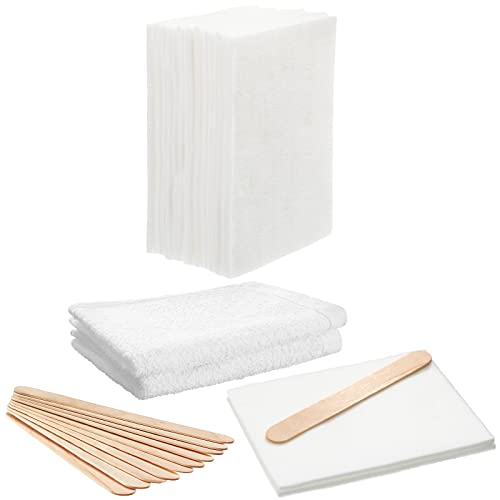 Oudain 27 Pieces Wood Wax Applicator Includes 15 White NonWoven Pads 2 Terry Cloth Buffing Towels and 10 Stirring Sticks for Polishing Cutting Board and Multi Purpose Use in Home - Image 1
