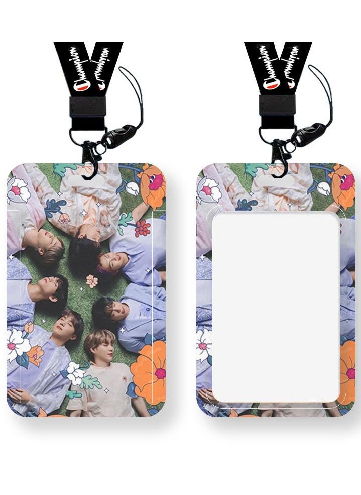 NIBEMINENT South Korea BTS Student Work Permit School Access Card Protective Cover With Lanyard 