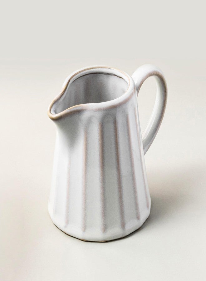 YHOJOY Ceramic Creamer Pitcher,Creamer Container with Handle, Small Milk Pitcher Cup for Coffee, Sauces, Salad, 10 OZ, Cream White - Image 1