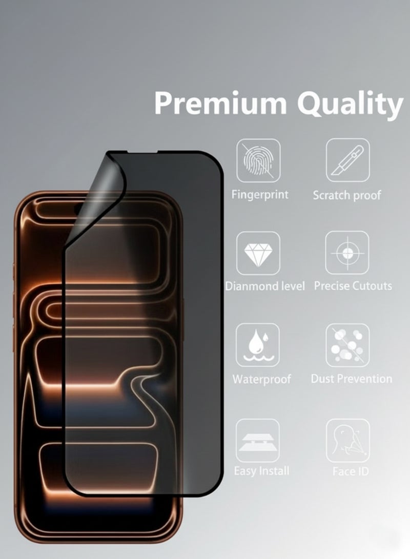Apple iPhone 17 Pro Max Ceramic Matte Privacy Screen Protector - Premium Edge to Edge Anti Spy Privacy Ceramic Film, Flexible, Delicate Touch, Anti-Explosion, Smooth Arc Edge, Easy Installation For Apple iPhone 17 Pro Max - Image 2