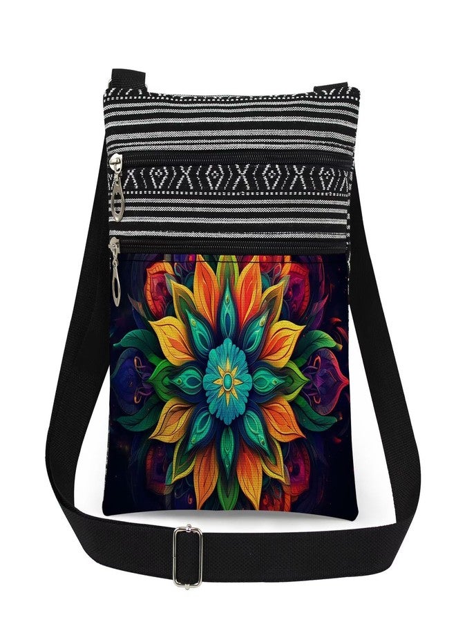 XiaoGalaee Mandala Print Women Crossbody Bag Multi-Color Floral Geometry Adjustable Shoulder Strap Messenger Bag Birthday Christmas Gift for Sister Adult Purse - Image 1