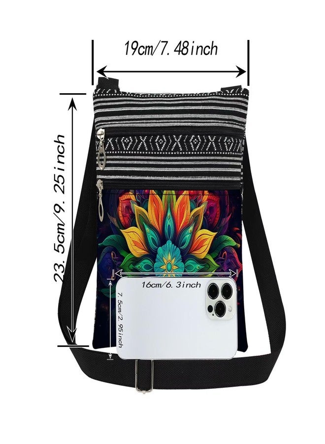 XiaoGalaee Mandala Print Women Crossbody Bag Multi-Color Floral Geometry Adjustable Shoulder Strap Messenger Bag Birthday Christmas Gift for Sister Adult Purse - Image 4