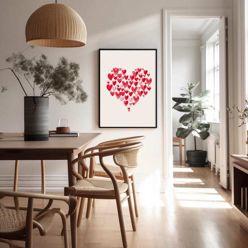 Poster Master Watercolor Heart Shapes Print - Love Poster - Valentine's Day Art - Gift for Men, Women, Couple & Lovers - Romantic Decor for Bedroom or Living Room - 8x10 UNFRAMED Wall Art - Image 5