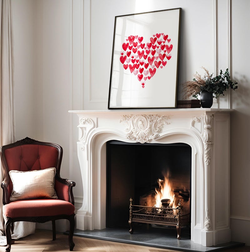 Poster Master Watercolor Heart Shapes Print - Love Poster - Valentine's Day Art - Gift for Men, Women, Couple & Lovers - Romantic Decor for Bedroom or Living Room - 8x10 UNFRAMED Wall Art - Image 4