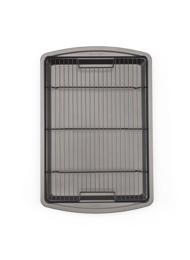 GoodCook صينية خبز غير لاصقة من كربون ستيل 15 بوصة × 10.5 بوصة مع رف سلكي مرتفع - مثالية للبيتزا، لحم مقدد مقرمش، صينية طهي متعددة الاستخدامات، رف تبريد، مجموعة أدوات مطبخ، آمنة في غسالة الصحون - Image 1