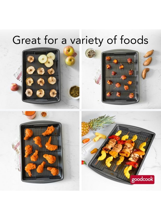 GoodCook صينية خبز غير لاصقة من كربون ستيل 15 بوصة × 10.5 بوصة مع رف سلكي مرتفع - مثالية للبيتزا، لحم مقدد مقرمش، صينية طهي متعددة الاستخدامات، رف تبريد، مجموعة أدوات مطبخ، آمنة في غسالة الصحون - Image 5