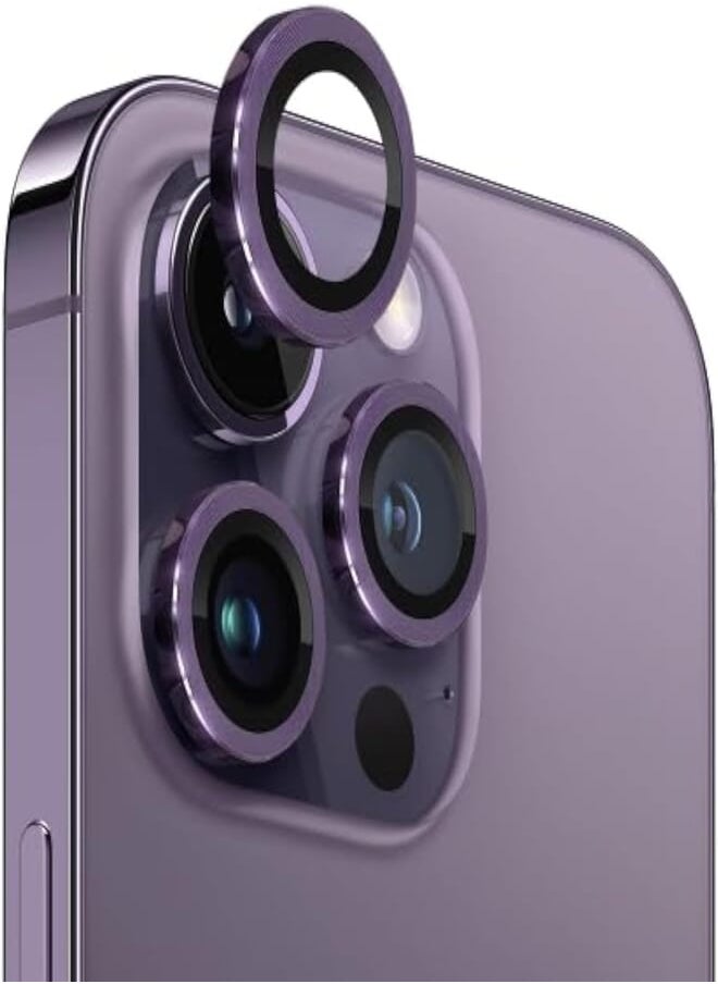SEIGE - SEIGE for iPhone 14 Pro/iPhone 14 Pro Max Camera Lens Protector, [Keep Lens Original Design] Anti-Scratch 9H Tempered Glass Camera Cover Screen Protector Metal Ring Accessories (Deep Purple) - Image 1