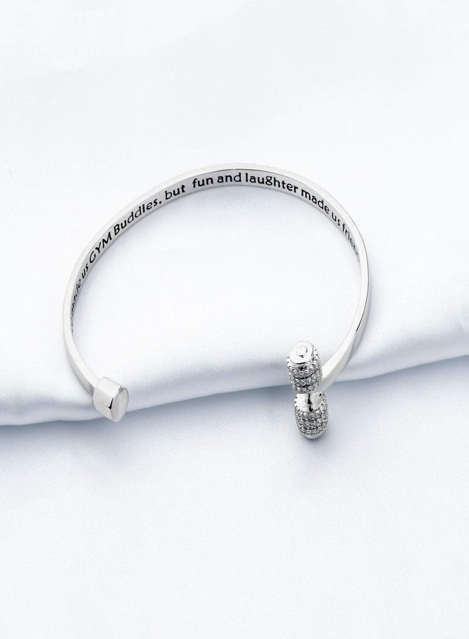 AKTAP Dumbbell Cuff Bracelet Fitness Jewelry Chance Made Us But Fun And Laughter Made Us Friends Best Friend BFF Gift Couples Jewelry (Dumbbell Cuff Set Bracelet) - Image 4
