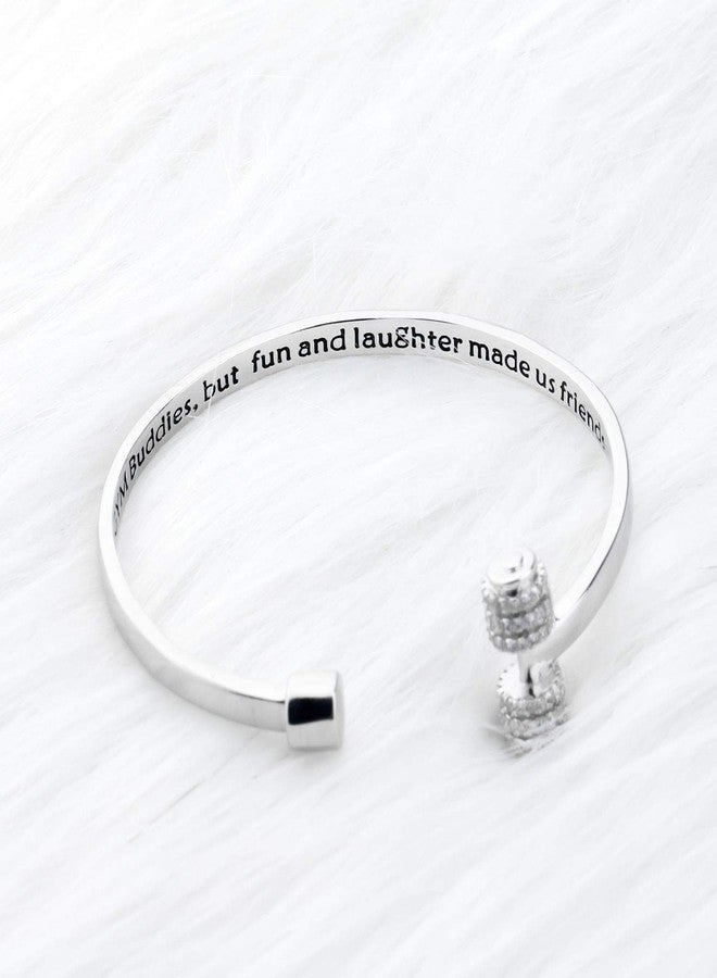 AKTAP Dumbbell Cuff Bracelet Fitness Jewelry Chance Made Us But Fun And Laughter Made Us Friends Best Friend BFF Gift Couples Jewelry (Dumbbell Cuff Set Bracelet) - Image 3