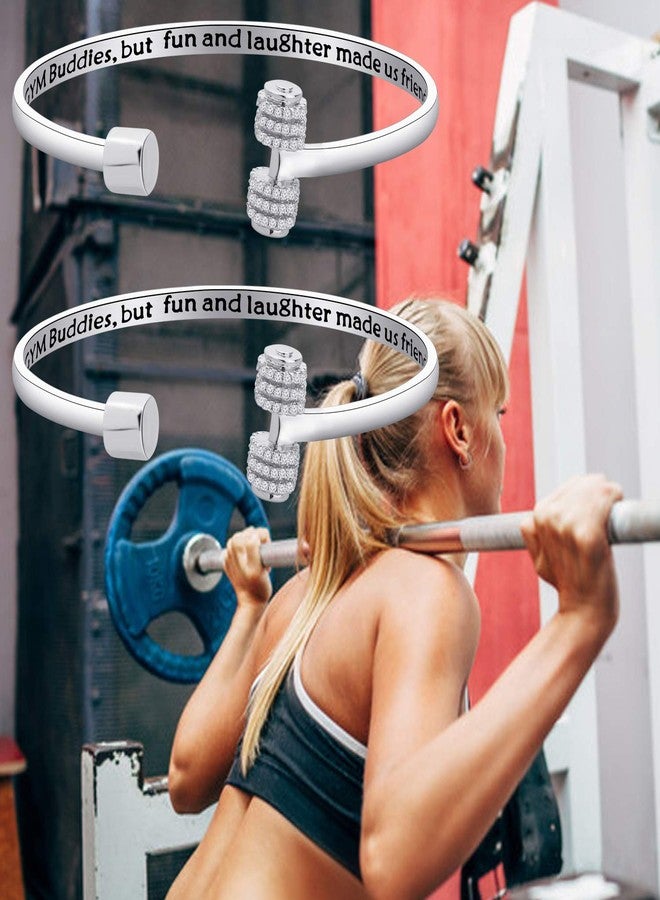 AKTAP Dumbbell Cuff Bracelet Fitness Jewelry Chance Made Us But Fun And Laughter Made Us Friends Best Friend BFF Gift Couples Jewelry (Dumbbell Cuff Set Bracelet) - Image 5