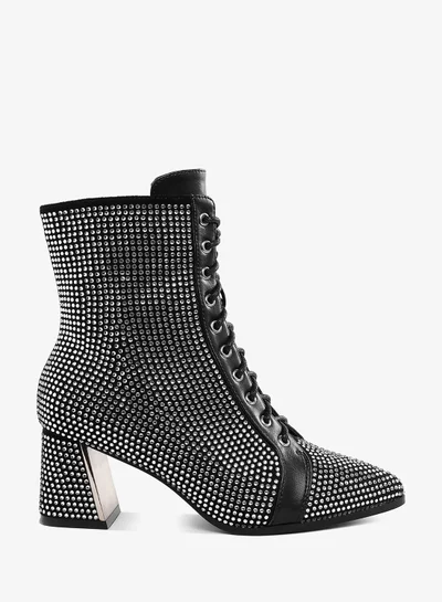 London Rag Rhinestone Embellished Ankle Boots in Black