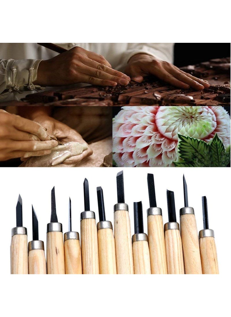 PIERCELL ENTERPRISE Piercell 12pcs Professional Wood Carving Chisel Set Carbon Steel Wood Carving Tools Power Grip Carving Tools Great For Carving Woodworking Beginners  - Image 5