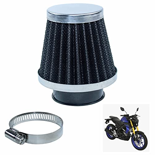 Asryd Motorcycle Air Filter Pods, Motorcycle Air Filter 42mm Round Tapered Clamp-on Pod Intake Filter Cleaner For Yamaha MT 15 (Pack of 1), BLACK - Image 1