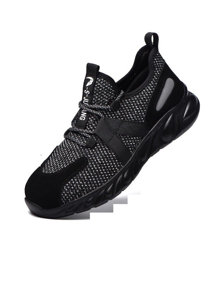 NIBEMINENT Breathable Men Safety Shoes Steel Toe Work Shoes For Men Anti-smashing Construction Sneaker