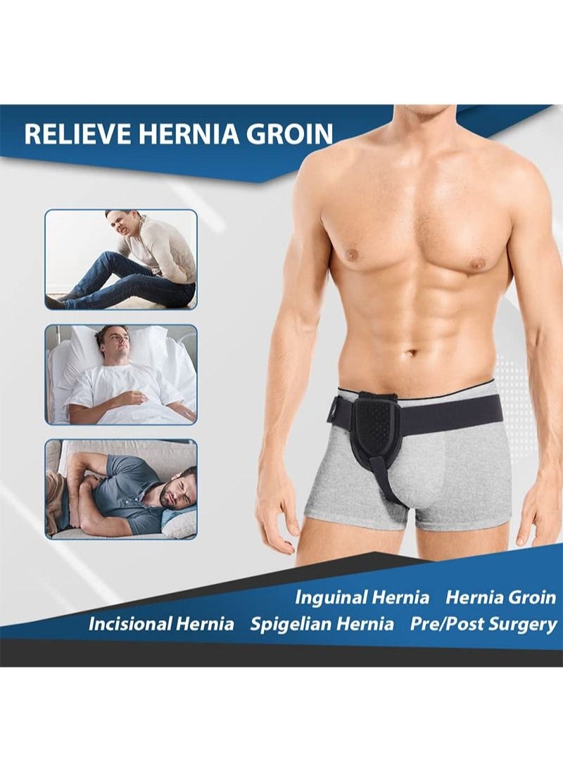 HaLunhi - Hernia Strap for Men and Women, Adjustable Hernia Support Truss for Groin, with 1 Removable Compression Pad, Inguinal or Lower Abdominal Hernia Strap, for Incisional Hernia, Femur (Black) - Image 1