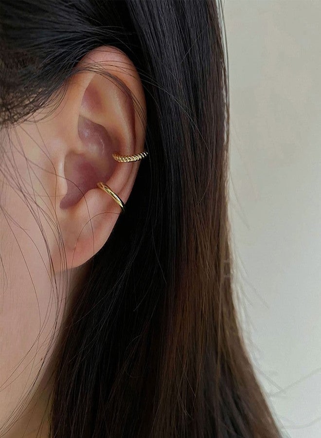DOLLESS Ear Cuff Earrings for Women Cubic Zirconia Hoop Huggie Ear Cuffs for Women Non Piercing (Gold) - Image 4