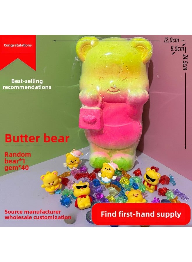 Ultraman Archaeological Digging Toys Blind Box Archaeological Dinosaur Fossils Children's Archaeological Educational Digging Gem Stall-Color:Butter Bear❤/60 Pieces Per Box