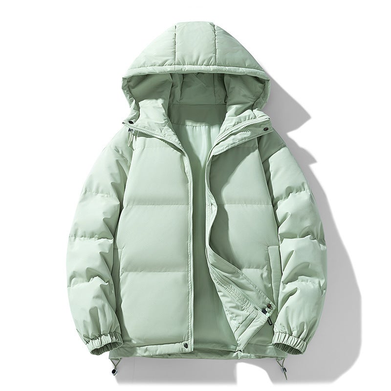 Cotton-Padded Jacket Men'S Solid Color Bread Clothing Hooded Warm Thick Casual Coat Men'S Couples Efficient Lock Warm Tide - Image 1