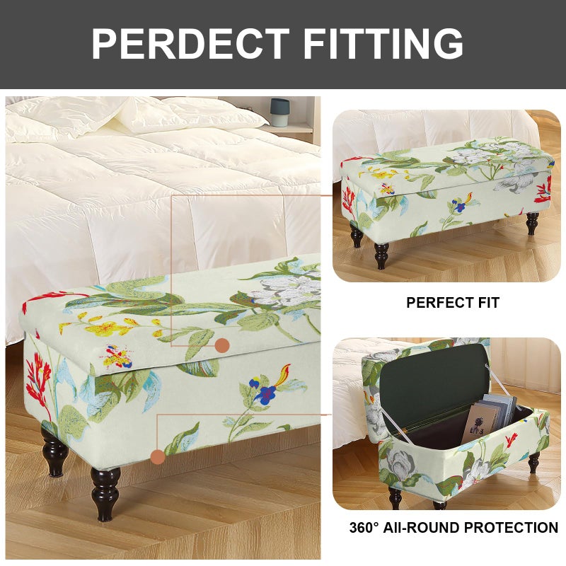 Eco-Ancheng Storage Ottoman Cover Rectangle Ottoman Slipcover Folding Storage Bench Cover Footrest Stool Slipcover Footstool Furniture Protector with Nonslip Elastic Bottom for Living Room (Medium 01) - Image 5