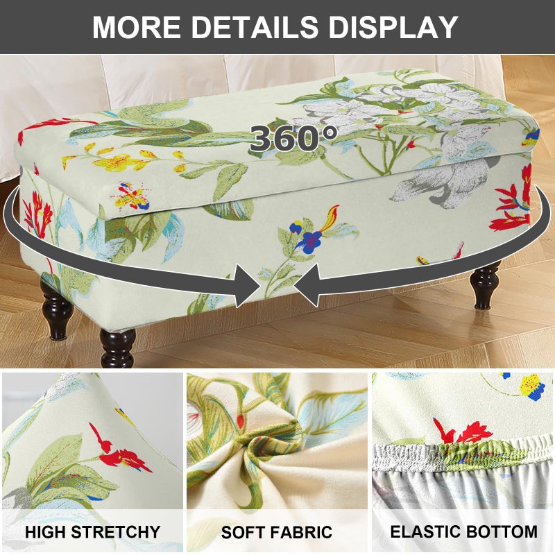 Eco-Ancheng Storage Ottoman Cover Rectangle Ottoman Slipcover Folding Storage Bench Cover Footrest Stool Slipcover Footstool Furniture Protector with Nonslip Elastic Bottom for Living Room (Medium 01) - Image 3