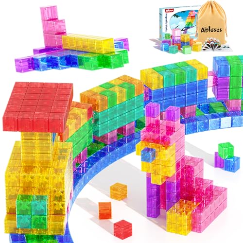 Apluses 45PCS Magnetic Blocks Transparent Magnet Cubes Toddler Building Blocks Sensory Autism Gifts for Kids Ages 3 Preschool Travel Toys for 35 Year Old Boys and Girls - Image 1