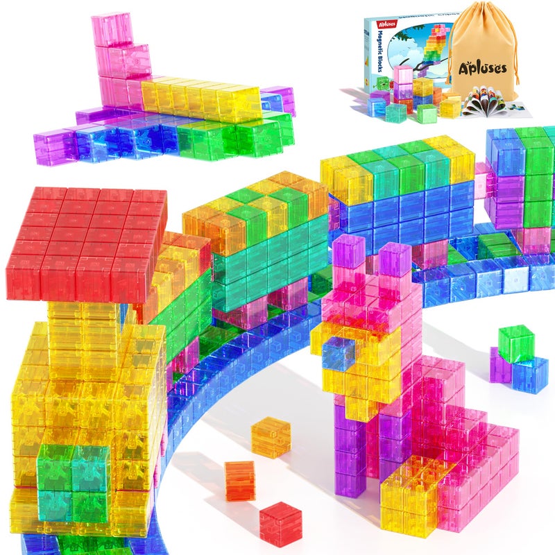 Apluses 45PCS Magnetic Blocks Transparent Magnet Cubes Toddler Building Blocks Sensory Autism Gifts for Kids Ages 3 Preschool Travel Toys for 35 Year Old Boys and Girls - Image 3