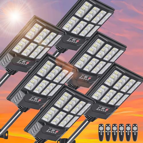 MoMyofdy 6PACK Solar Lights Outdoor Waterproof, 6500K Dusk to Dawn Solar Street Light Motion Sensor with Remote Control, LED Security Light for Outside Garden Yard Parking Lot, Outdoor Flood Lights - Image 1