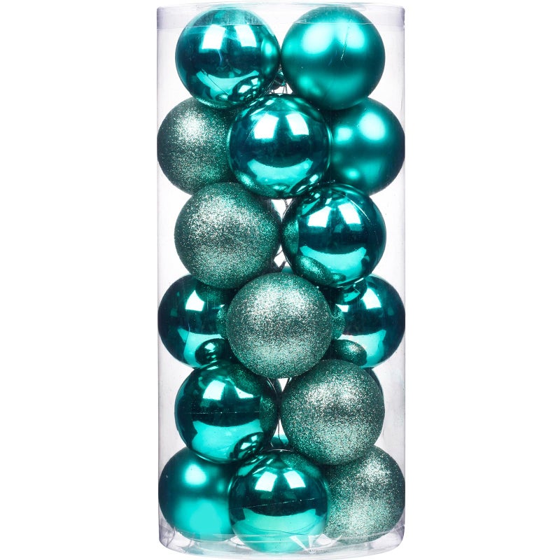 Emopeak Christmas Balls Ornaments 24Pcs Shatterproof Xmas Balls Baubles Decor or Christmas Tree Christmas Balls Hanging Holiday Wedding Party Decoration Teal 1574CM
