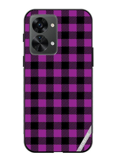 Protective Case Cover For OnePlus Nord 2T Purple And Black Chequered Design Seamless Pattern Design Multicolour