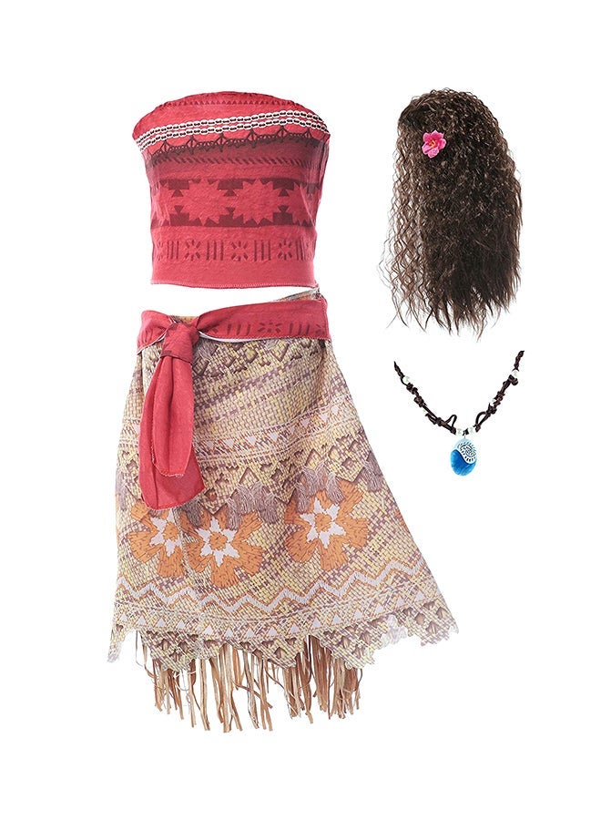 نيبمينينت Muababy Moana Girls Adventure Outfit Cosplay Costume Skirt Set With Wig