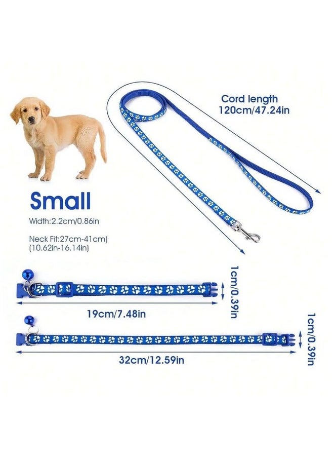 PET Dog Collar And Leash Set Puppy Printed, Adjustable Nylon Collar With Leash For Cat And Puppy, Quick Release And Breathable Collar Set For Puppies, Dog & Cat 10 Mm  - Image 3