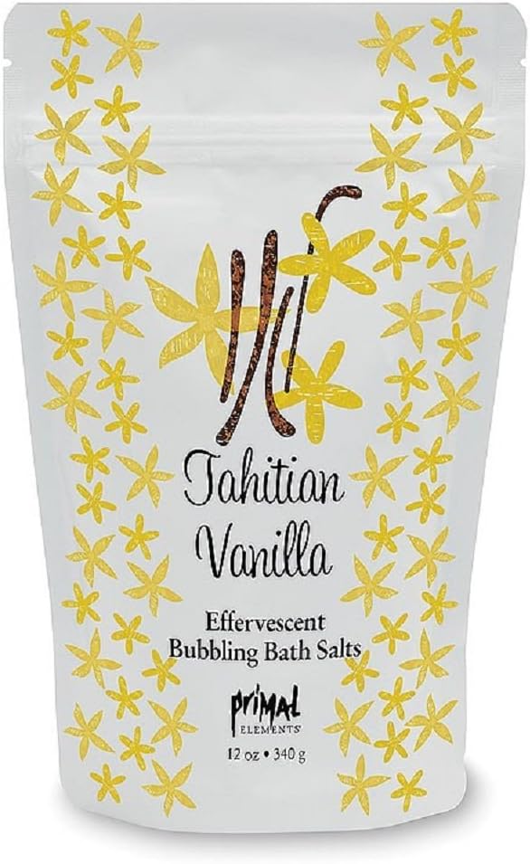 Primal Elements Detoxifying Sea Salt Soak Bubbling Aromatherapy Salts Tahitian Vanilla 12 oz Resealable Bag