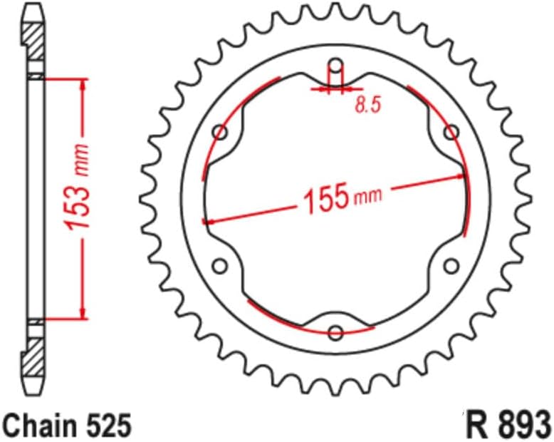QASULER 525 38T Motorcycle Rear Sprocket Gear - Image 2