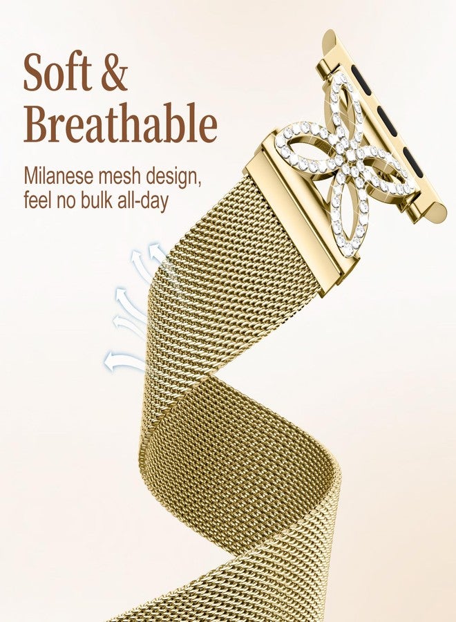 Getino Magnetic Metal Strap for Apple Watch Bands for Women 40mm 41mm 42mm 44mm 45mm 46mm 49mm 38mm Series 11 10 9 8 7 6 5 4 3 2 SE Ultra, Bling Dressy Stainless Steel Milanese Loop iWatch Band - Image 3