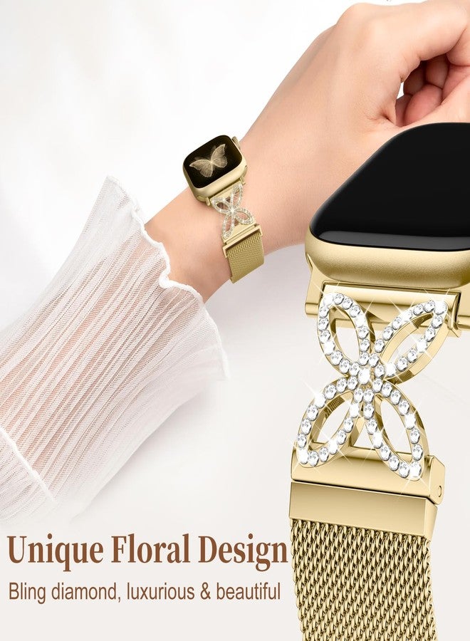 Getino Magnetic Metal Strap for Apple Watch Bands for Women 40mm 41mm 42mm 44mm 45mm 46mm 49mm 38mm Series 11 10 9 8 7 6 5 4 3 2 SE Ultra, Bling Dressy Stainless Steel Milanese Loop iWatch Band - Image 2