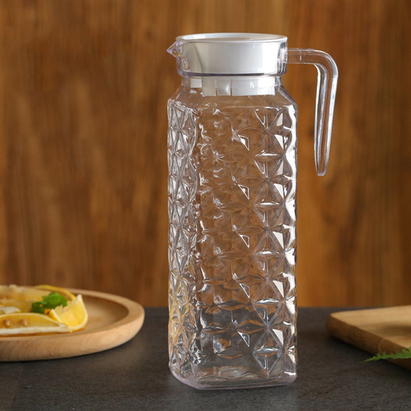 Transparent Acrylic Juice Pot - Diamond Pattern Design Fall Resistant Beverage Kettle for Home Kitchen Family Use - Image 2