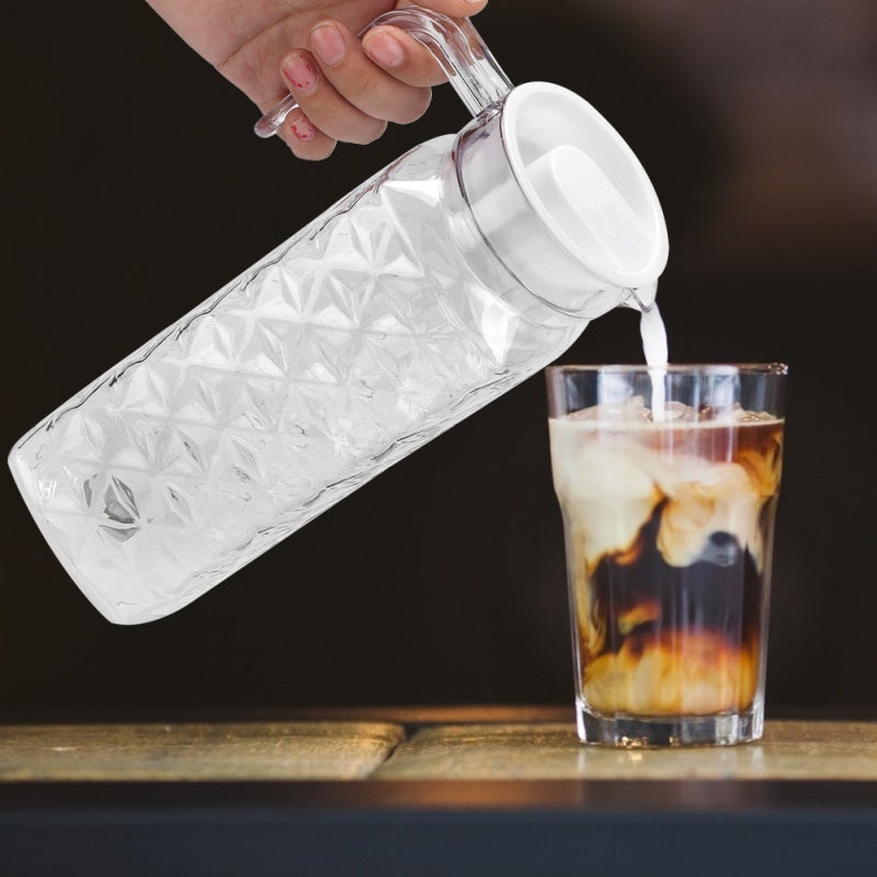 Transparent Acrylic Juice Pot - Diamond Pattern Design Fall Resistant Beverage Kettle for Home Kitchen Family Use - Image 1