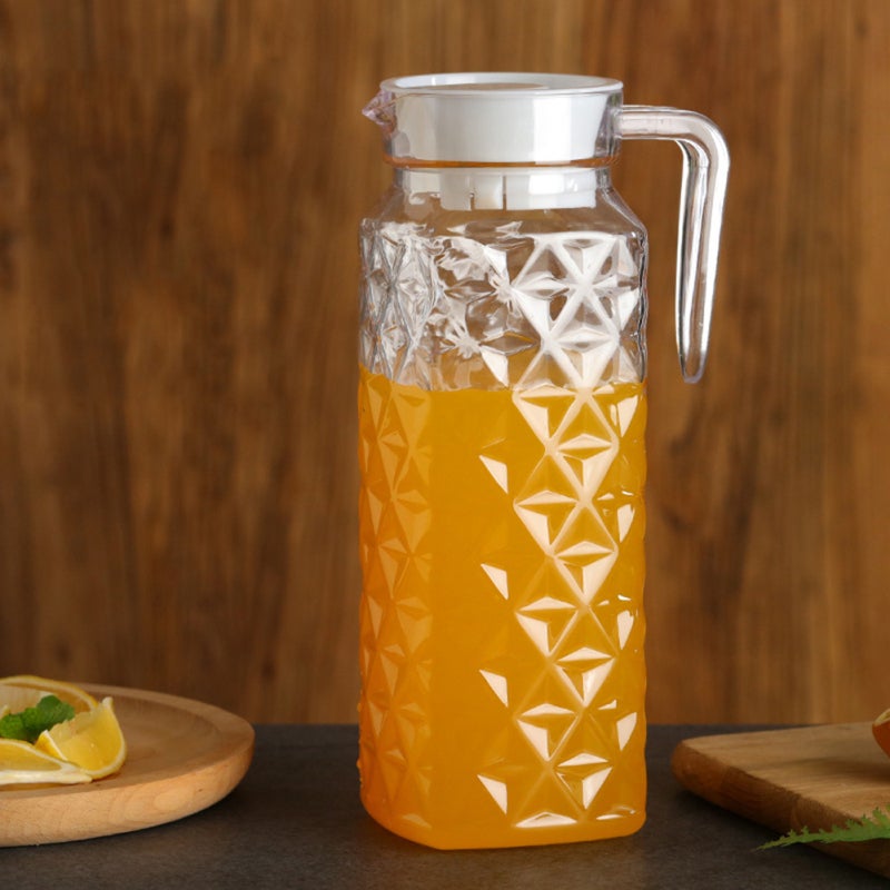 Transparent Acrylic Juice Pot - Diamond Pattern Design Fall Resistant Beverage Kettle for Home Kitchen Family Use - Image 3