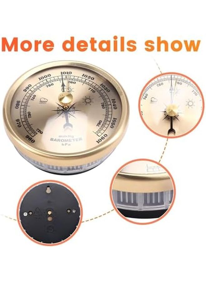 محطة الطقس الذهبية، بارومتر، هيكل معدني مقاوم للصدأ، معدات بقاء كبيرة في الهواء الطلق - Image 4