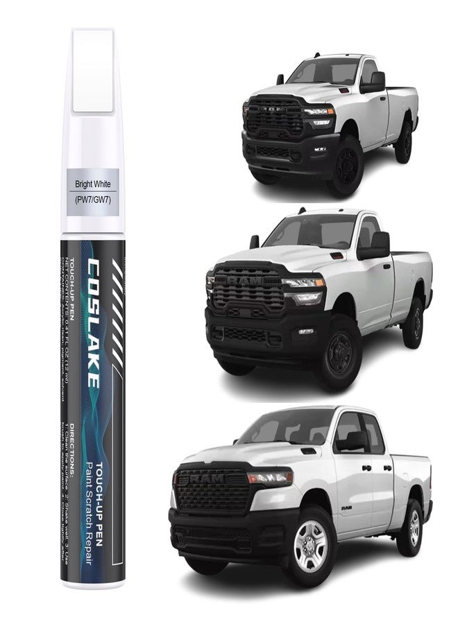 COSLAKE Car Touch Up Paint(Bright White(PW7/GW7)) for Dodge Ram, Car Paint Scratch Repair Kit, Quick & Easy Solution to Repair, 2 in 1 Scratch Remover Pen with 2PCS Disposable Micro Applicators - Image 1